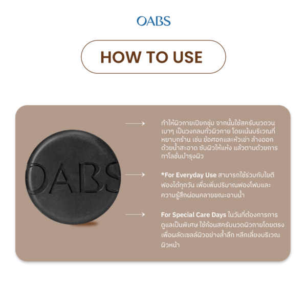 [2 ชิ้น] OABS สบู่สครับกาแฟ Coffee Scrub สครับแก้ปัญหารอยดำ ด้าน กร้าน ลาย บริเวณศอก เข่า ขาหนีบ - Image 6